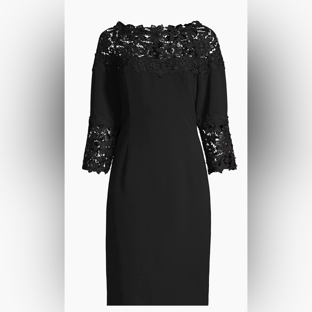 Lace-Trim Crepe Sheath Dress